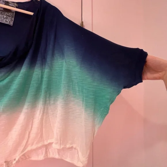 Young Fabulous & Broke Cowl Neck Blue Ombre Blouse Top - Picture 2 of 4